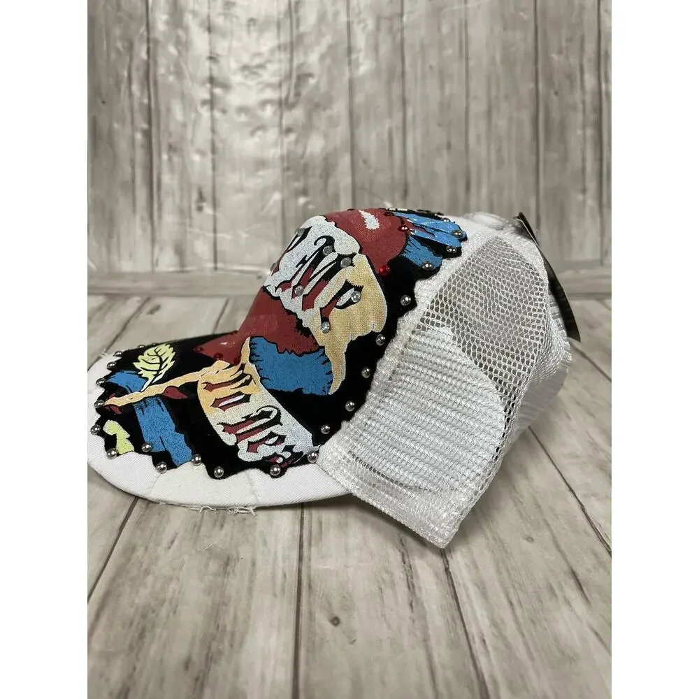 Bulzeye Hat Mens Embroidered Cap White Tease Me Ripped Heart A10
